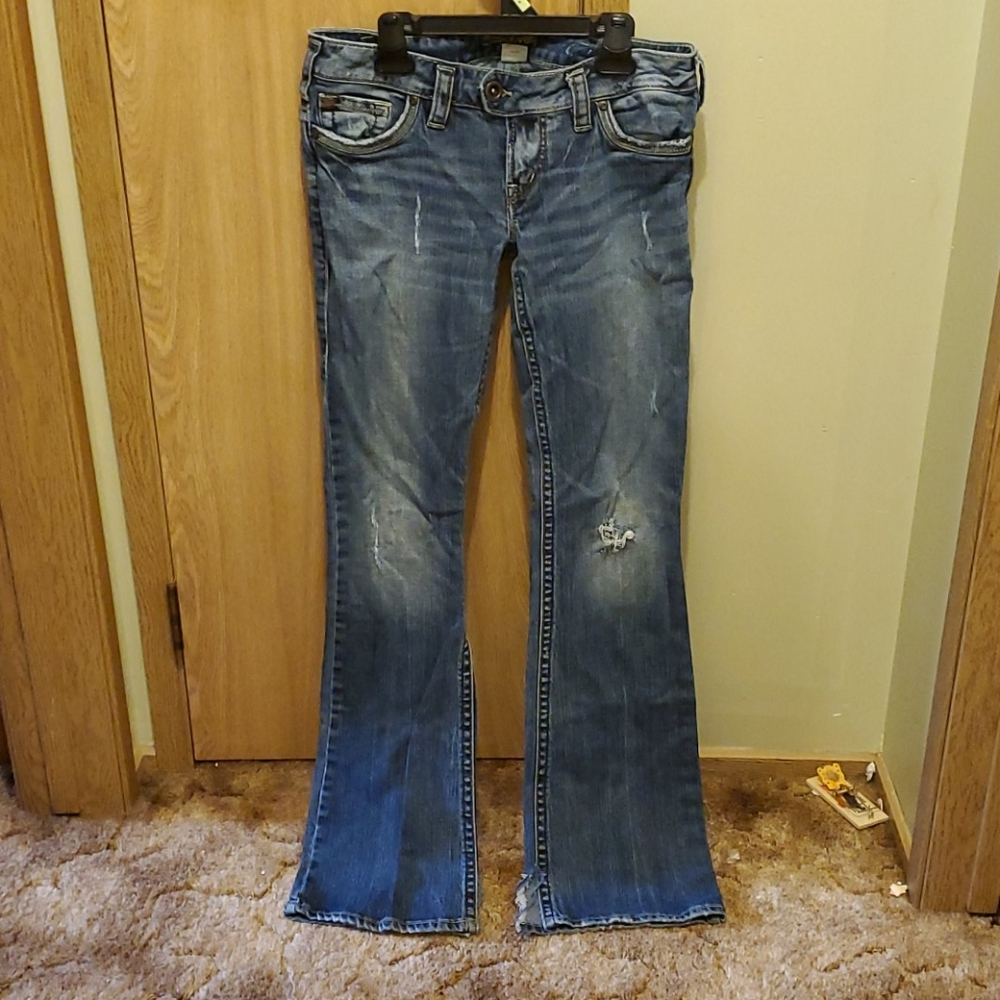 Mid rise silver jeans